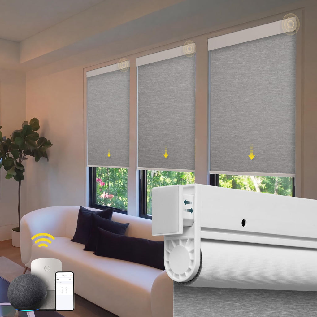 Motorized No-Drill Blackout Roller Shades with Remote Control