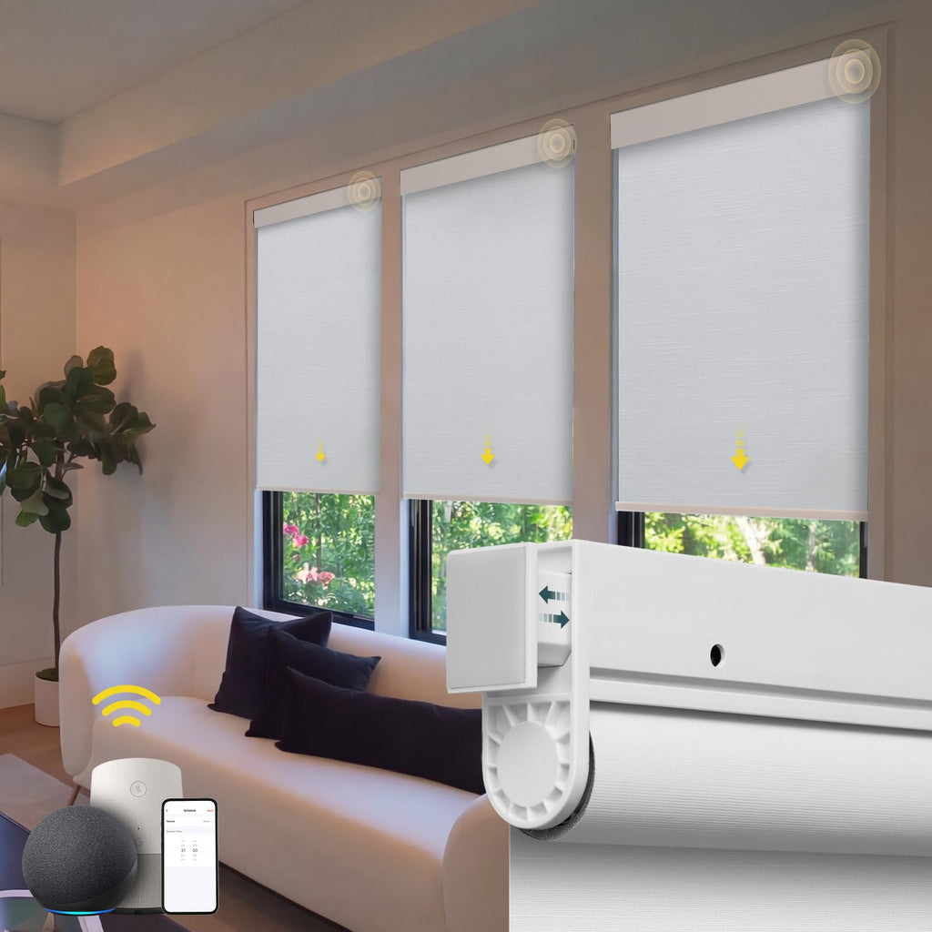 Motorized No-Drill Blackout Roller Shades with Remote Control