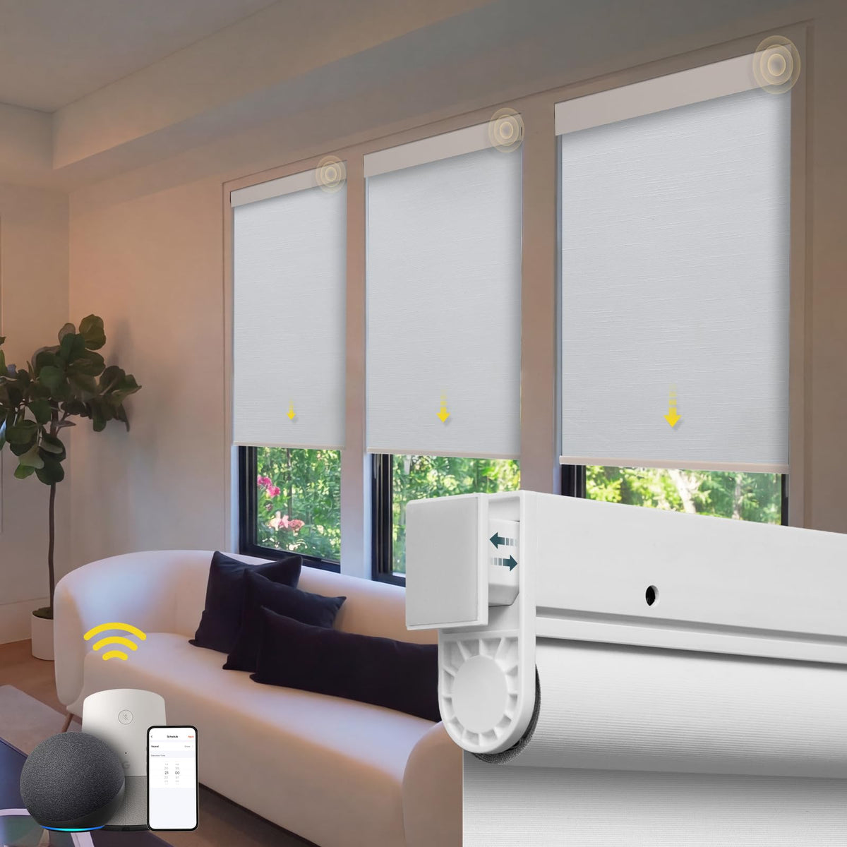 Motorized No-Drill Blackout Roller Shades with Remote Control