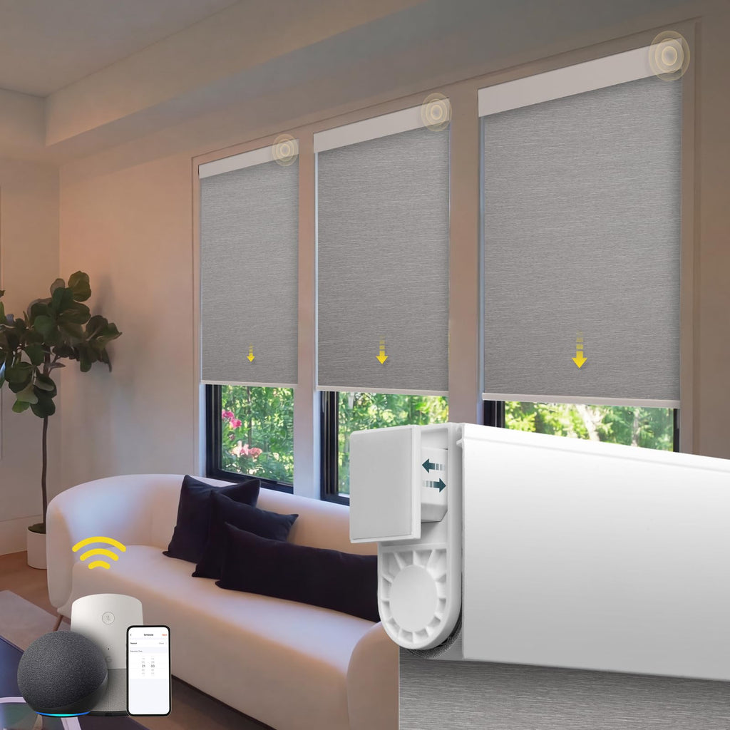 Motorized No-Drill Blackout Roller Shades with Remote Control