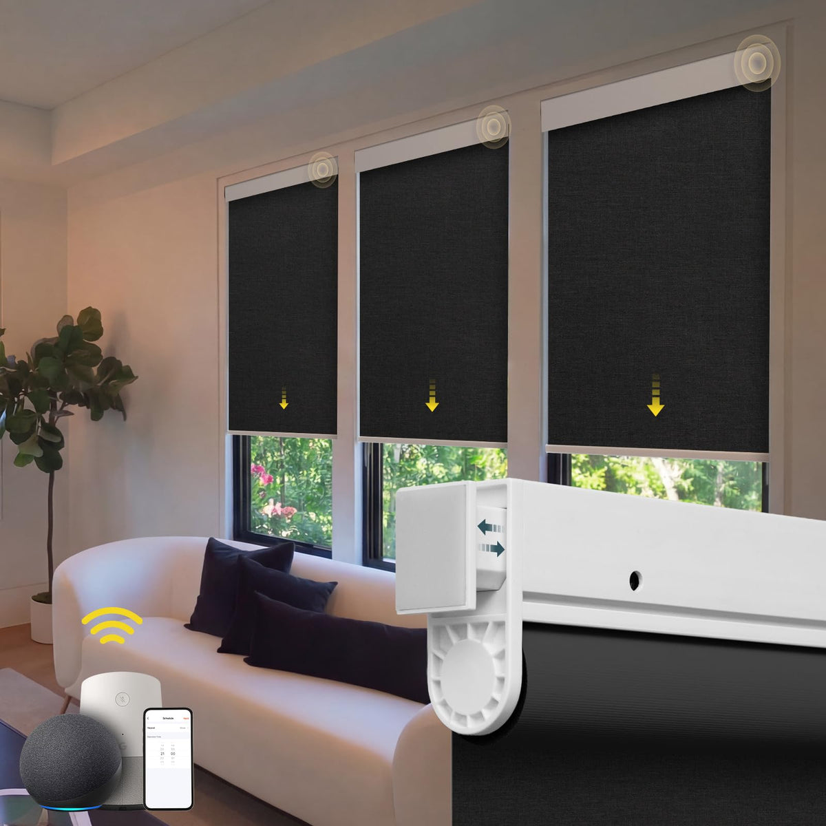 Motorized No-Drill Blackout Roller Shades with Remote Control