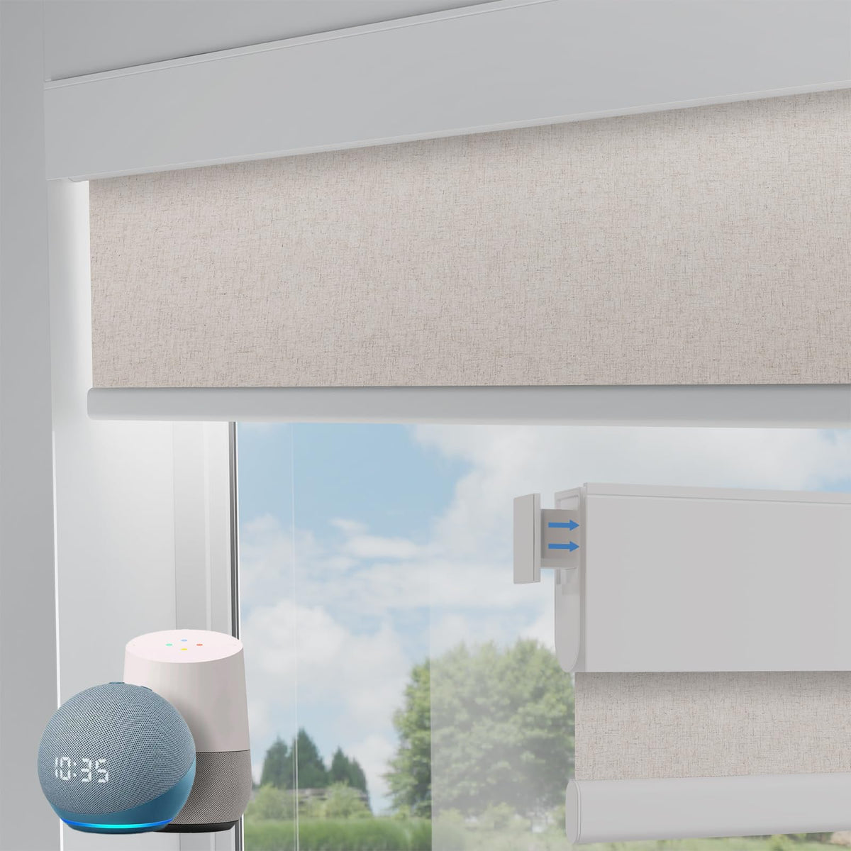 Motorized No-Drill Blackout Roller Shades with Remote Control