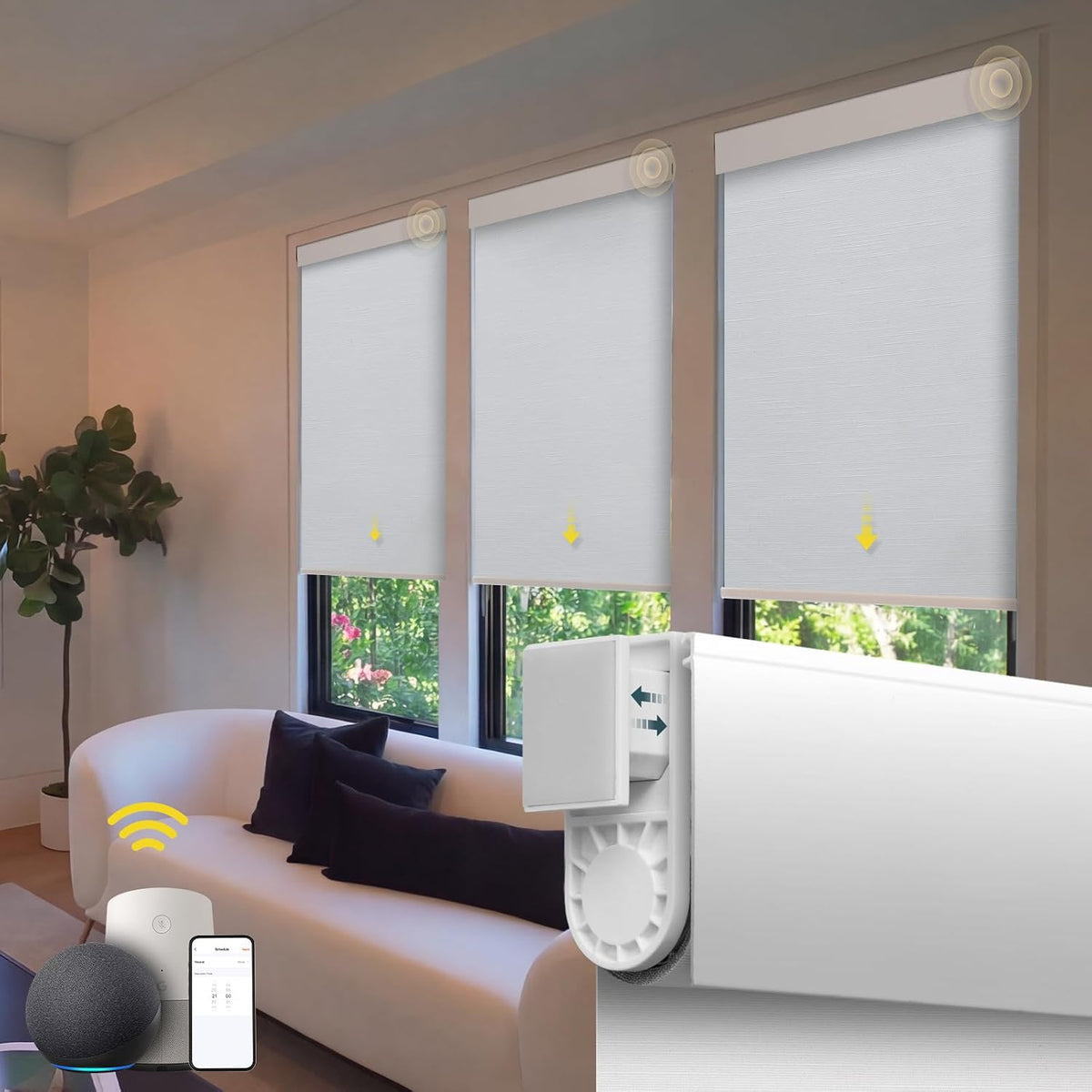 Motorized No-Drill Blackout Roller Shades with Remote Control