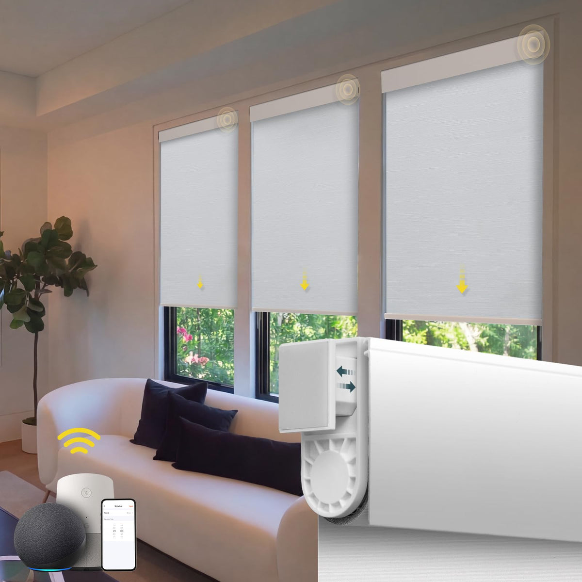 Motorized No-Drill Blackout Roller Shades with Remote Control