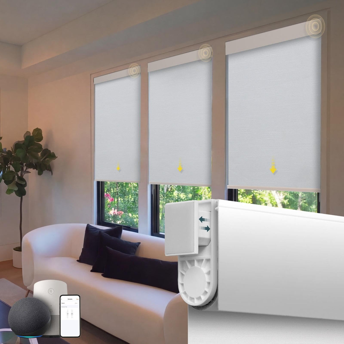 Motorized No-Drill Blackout Roller Shades with Remote Control