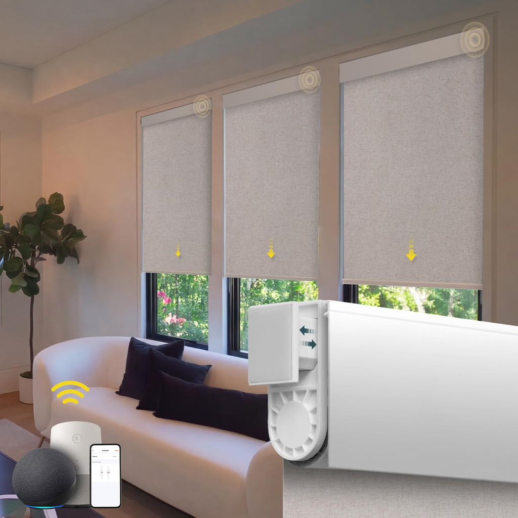 Motorized No-Drill Blackout Roller Shades with Remote Control